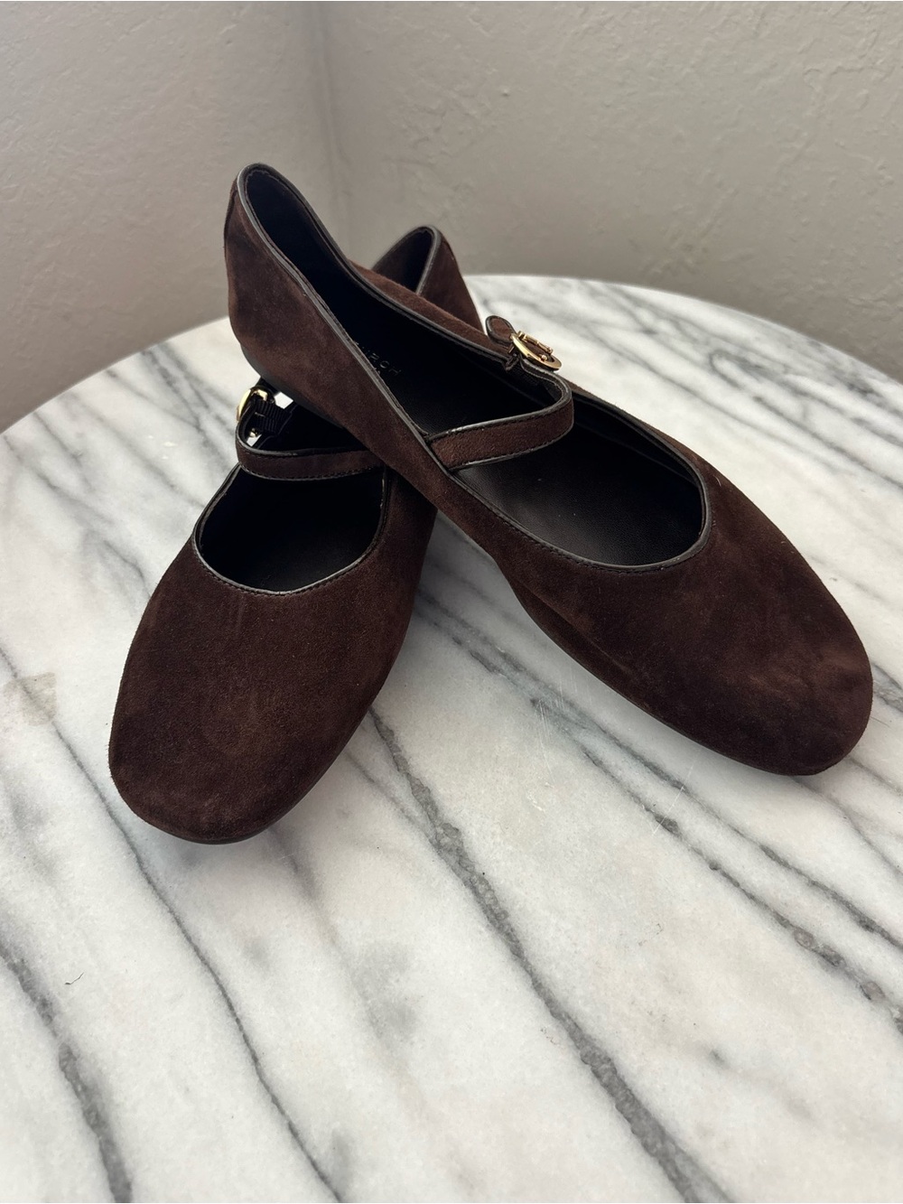 Tory Burch Chocolate Brown Suede Mary Jane Flats - Picture 12 of 12